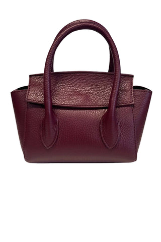 Top Handle Leather Women's Handbag in Burgundy Red Leather