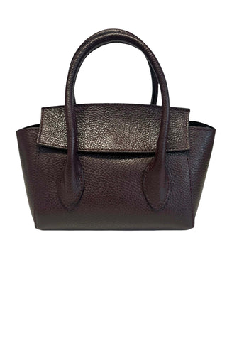Top Handle Leather Women's Handbag in Dark Brown 