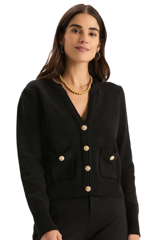 Mallory Gold Button Cardigan - Black
