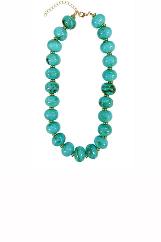 Marble Chunky Beaded Necklace - Turquoise Necklaces Gemelli Monkee's of The Woodlands