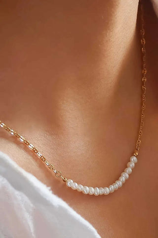 Margaux 18k Gold Non-Tarnish Freshwater Pearl Chain Necklace - Yellow Gold Necklaces Flanerie Monkee's of The Woodlands
