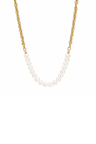 Margaux 18k Gold Non-Tarnish Freshwater Pearl Chain Necklace - Yellow Gold Necklaces Flanerie Monkee's of The Woodlands