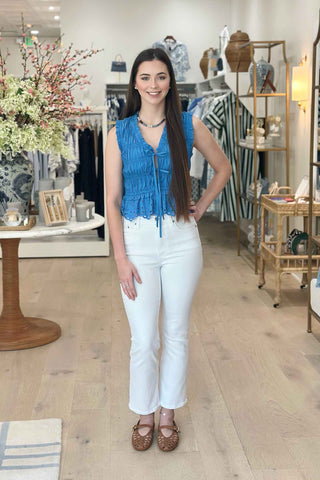 Martine Top - Harbor Blue Tops Rails Monkee's of The Woodlands