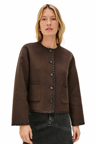 Rails Melanie Wool Jacket - Dark Brown with black contrast stitch