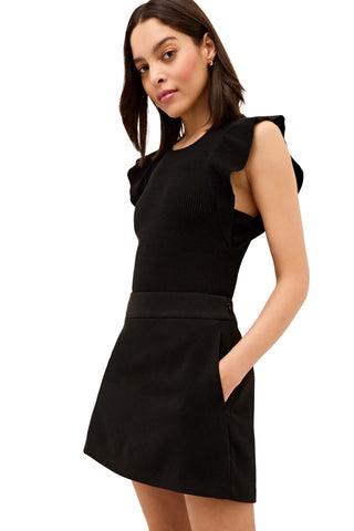 Marie Oliver Mia Skort in Black. Black mini skort with wide waistband