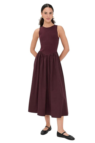 Moon River Mixed Media Midi Dress