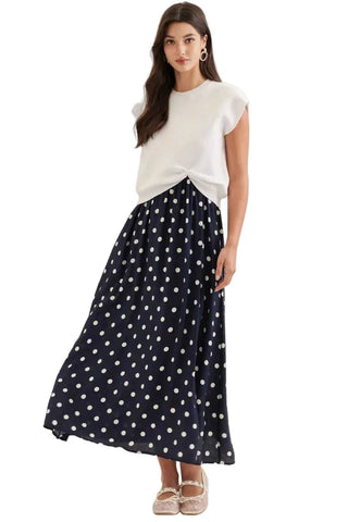 Mixed Media Dress - White/Navy Dresses entro Monkee's of The Woodlands