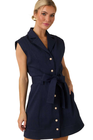 Jackie Mini Dress - Navy Blue Dresses Prosperina Monkee's of The Woodlands