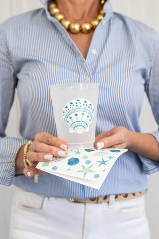 Painted Sea Shell Shatterproof Cups - Sea Shell Giftable WH Hostess Social Stationery Monkee's of The Woodlands