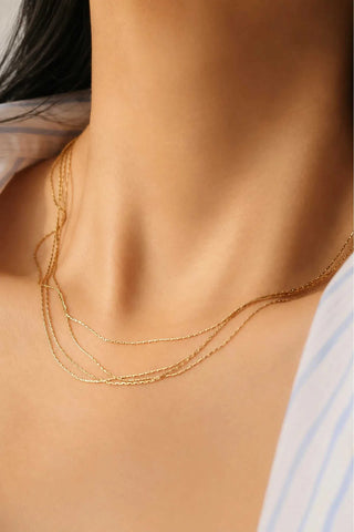 Palisse 18k Gold Non-Tarnish Layered Dainty Chain Necklace - Yellow Gold Necklaces Flanerie Monkee's of The Woodlands