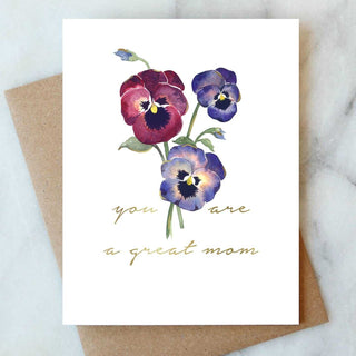 Pansy Great Mom Mother's Day Greeting Card Giftable Abigail Jayne Design Monkee's of The Woodlands