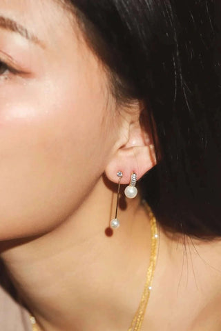 Pave Cz Huggie With Large Pearl Charm Earrings Tai Rittichai Monkee's of The Woodlands