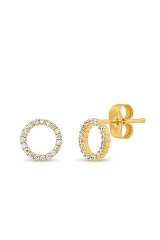 Pave Open Circle Stud