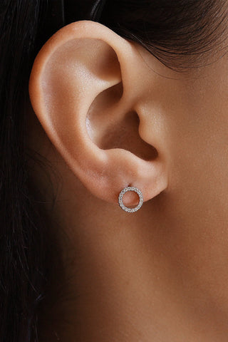 Pave Open Circle Stud