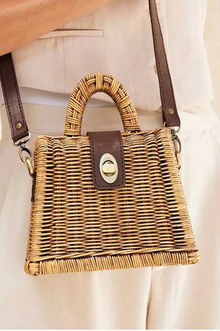 Petite Rattan Handbag With Detachable Crossbody Strap Handbags The Winding Road Monkee's of The Woodlands