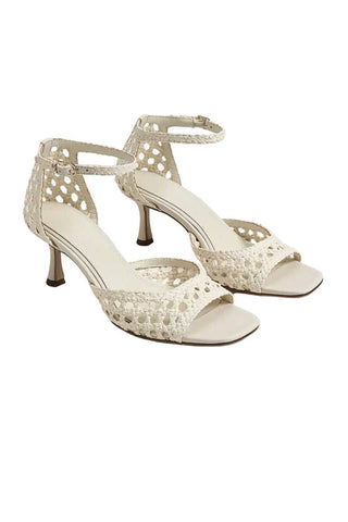 Peyton Kitten Heel Sandal - Modern Ivory Faux Raffia Heels Sam Edelman Monkee's of The Woodlands