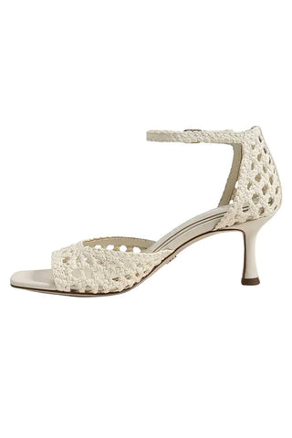 Peyton Kitten Heel Sandal - Modern Ivory Faux Raffia Heels Sam Edelman Monkee's of The Woodlands