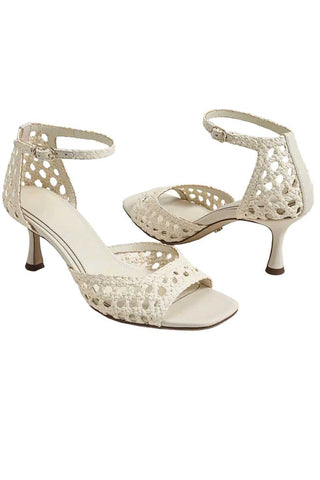 Peyton Kitten Heel Sandal - Modern Ivory Faux Raffia Heels Sam Edelman Monkee's of The Woodlands
