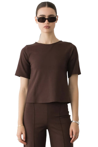 Ponte Knit Short Sleeve Top Extended