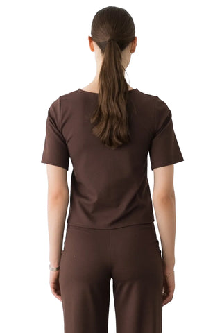 Ponte Knit Short Sleeve Top Extended