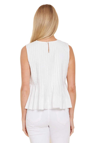 Poplin Pleated Top - White Tops Dolce Cabo Monkee's of The Woodlands