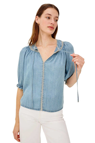 Belina Top - Washed Blue Tops Rails Monkee's of The Woodlands