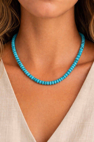 Rondelle 18" Necklace Small Swivel Clasp - Turquoise Necklaces Virtue Monkee's of The Woodlands