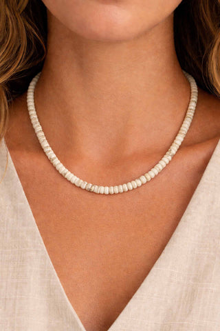 Rondelle Gemstone Layering Necklace 18” - Cream Jewelry Virtue Monkee's of The Woodlands