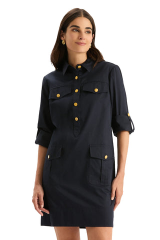 Rory Cotton Shirtdress - Mid Navy