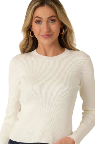 Rory Ribbed Top - Ivory Tops Prosperina Monkee's of The Woodlands