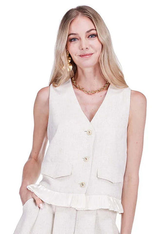 Ruffles Hem Vest - Cream