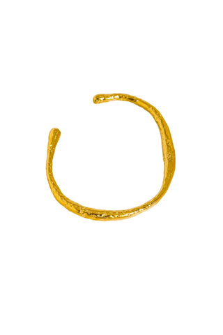 Ruvic 18k Gold Non-Tarnish Textured Open Cuff Bracelet - Yellow Gold Bracelets Flanerie Monkee's of The Woodlands