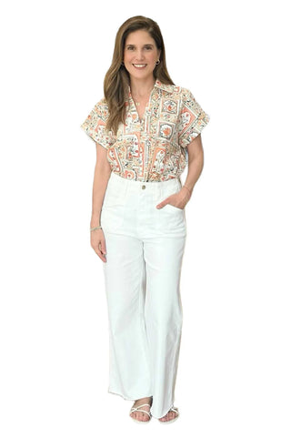 Short Sleeve Top - Cream Tops entro Monkee's of The Woodlands