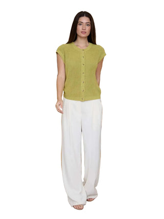 Short Sleeve Button Down Knit Cardigan Vest - Apple Green Vests Moon River Monkee's of The Woodlands