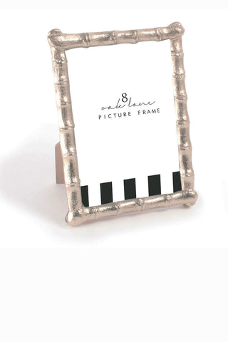 Silver metallic bamboo-textured 5x7 picture frame with easel back
