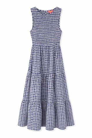 Sleeveless Gingham Dress - Navy Dresses THML Monkee's of The Woodlands