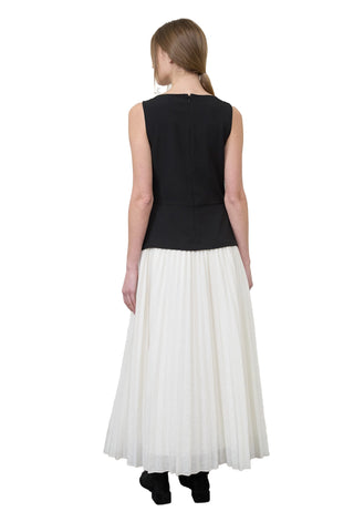 Sleeveless Drop Waist Pleated Midi Dress