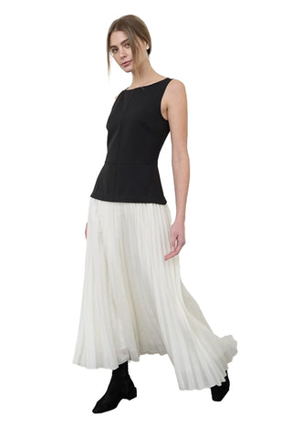 Sleeveless Drop Waist Pleated Midi Dress