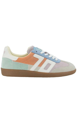 Multicolored sneaker with a white background