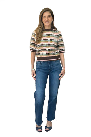 Striped Knit Top - Brown Multi Tops THML Monkee's of The Woodlands