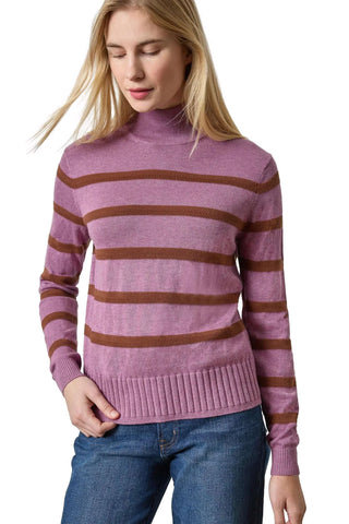 Textured Stripe Turtleneck Sweater - Dewberry Stripe Sweaters Lilla P Monkee's of The Woodlands