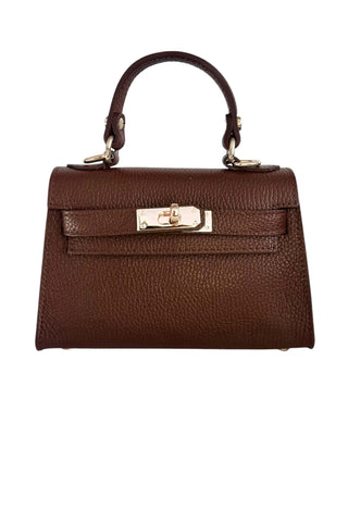 Top Handle Leather Women's Handbag in Dark Brown 