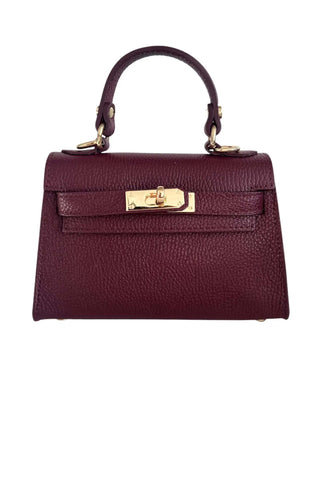 Burgundy Leather Top Handle Women's Handbag with Twist Clasp
