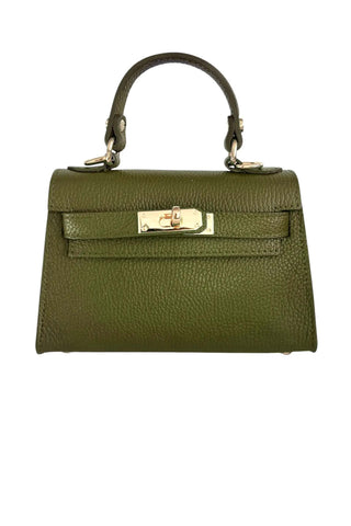 Top Handle Leather Women's Handbag in Olive Green 
