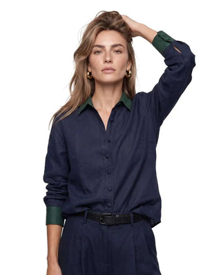 The Silky Shirt - Navy Tops The Shirt by Rochelle Behrens Monkee's of The Woodlands