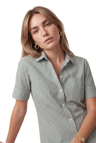 The Short Sleeve Shirt - Hunter Stripe Tops The Shirt by Rochelle Behrens Monkee's of The Woodlands