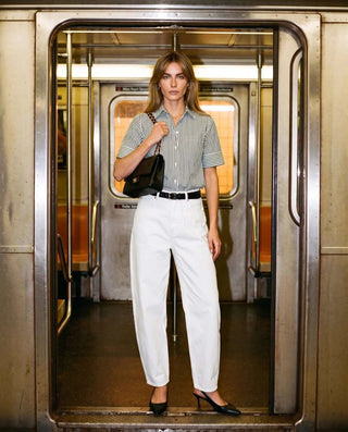The Short Sleeve Shirt - Hunter Stripe Tops The Shirt by Rochelle Behrens Monkee's of The Woodlands