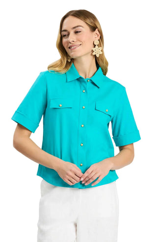 Gold Button Polo - Ceramic Tops Tyler Boe Monkee's of The Woodlands