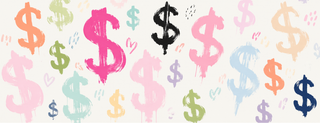 Colorful dollar sign symbols on a white background