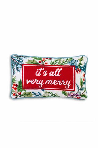 Furbish Very Merry Needlepoint Pillow